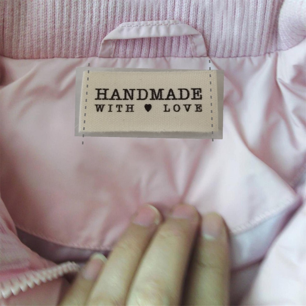 200pcs handmade label in stock/clothing printed cotton labels/clothing/garment printed tag/Retro cotton name labels