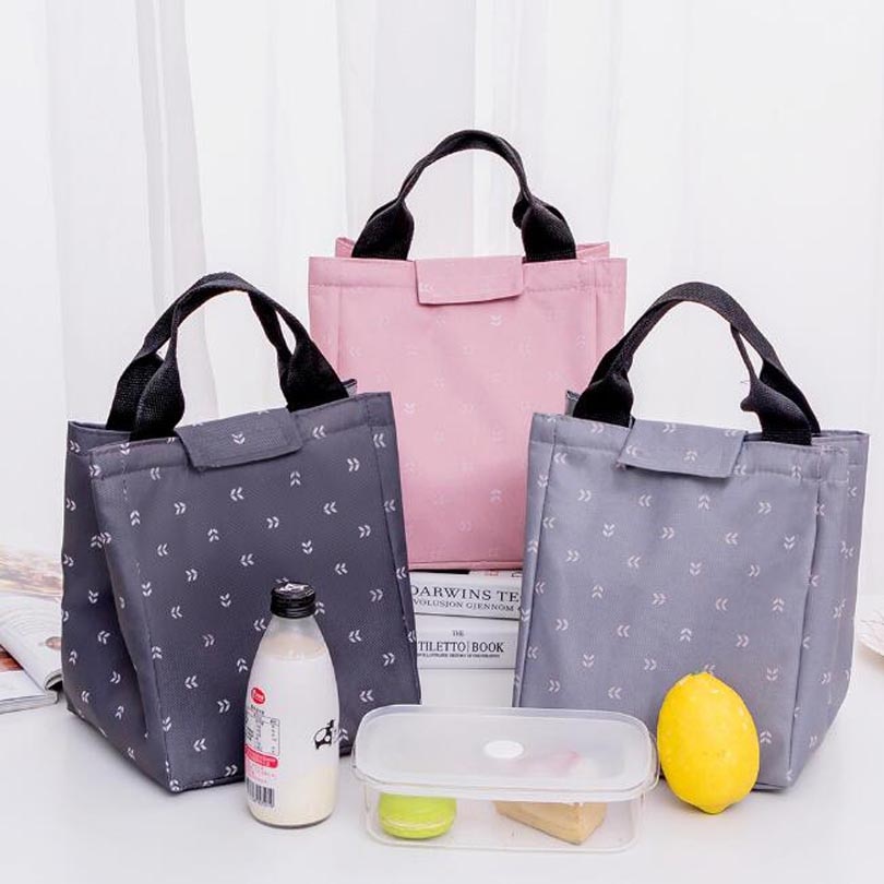 Leaf Pattern Waterproof Oxford Tote Lunch Bag Large Capacity Thermal Food Picnic Lunch Bags for Women kid Men Cooler Lunch Box