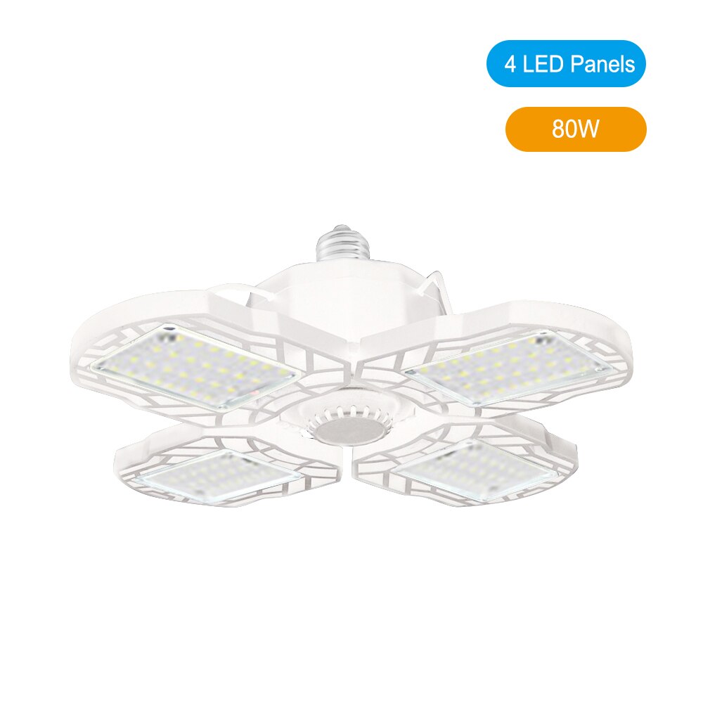 Superkirkas teollisuusvalaistus 30-120w e27 led tuuletin autotallin valo 6000lm 220v 6000k led high bay teollisuusvalaisin työpajaan: Valkoinen 4 led 80w