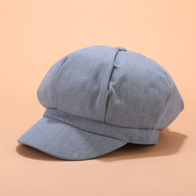 Newsboy-gorro octogonal Retro para mujer, boina de pintor, gorra de pintor, Z113: Light blue