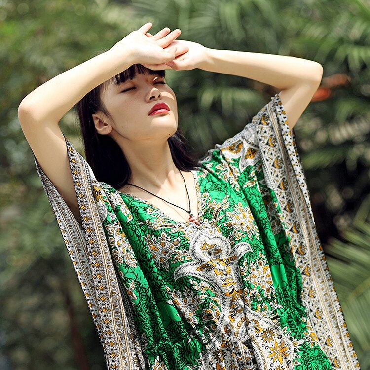 Bohemian Casual Losse Jurk Boho Vintage Etnische Stijl Lange Maxi Vrouwen Zomer Jurken India Pakistan Kleding Beach Sunny Gewaad