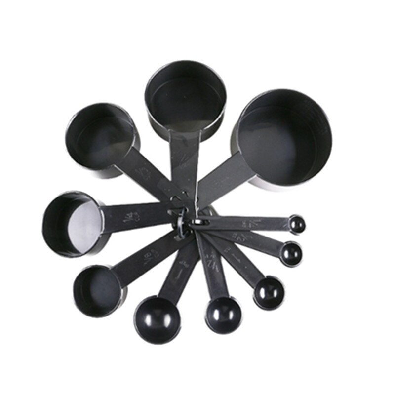 Juego de tazas y cucharas medidoras de plástico para cocina en casa, herramientas de medición