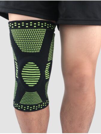 1 st patella knäskyddsstöd silikon fjäder knäskydd basketstickad kompression elastisk knä ärm stöd sport: Grön / L