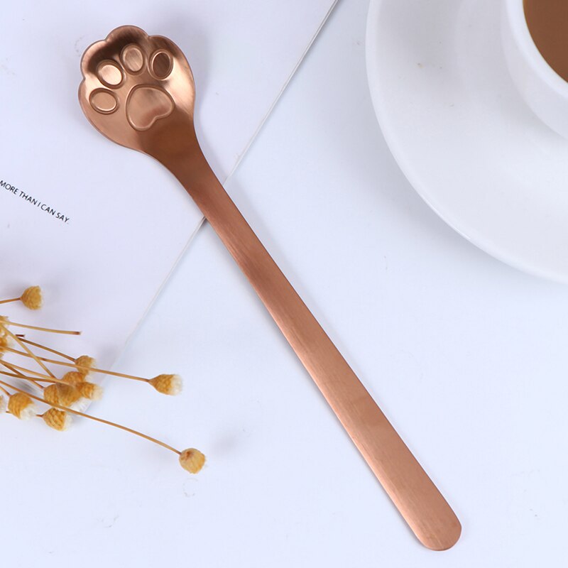 1 Pc Kat Paw Claw Hollow Lepel Roeren Lepel Thee Koffie Dessert Lepels Leuke Keuken Gereedschap: Rose Gold Cat Claw