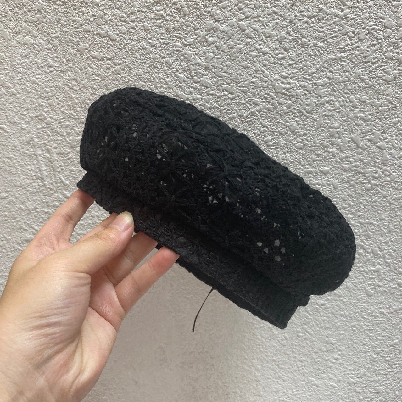 Béret en tricot de couleur unie pour femmes, chapeau pour dames, béret d&#39;artiste français, chapeaux de printemps décontracté et fin en coton pour femmes, bonnet d&#39;été: Black