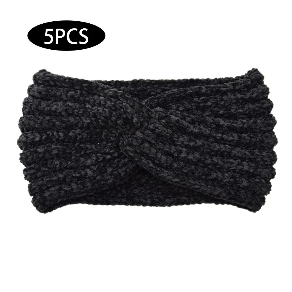 5Pcs Europese En Amerikaanse Gebreide Wol Kruis Haarband Sport Hoofdband Oor Bescherming Hoofddeksels Warm Corduroy Hoofdband: 1