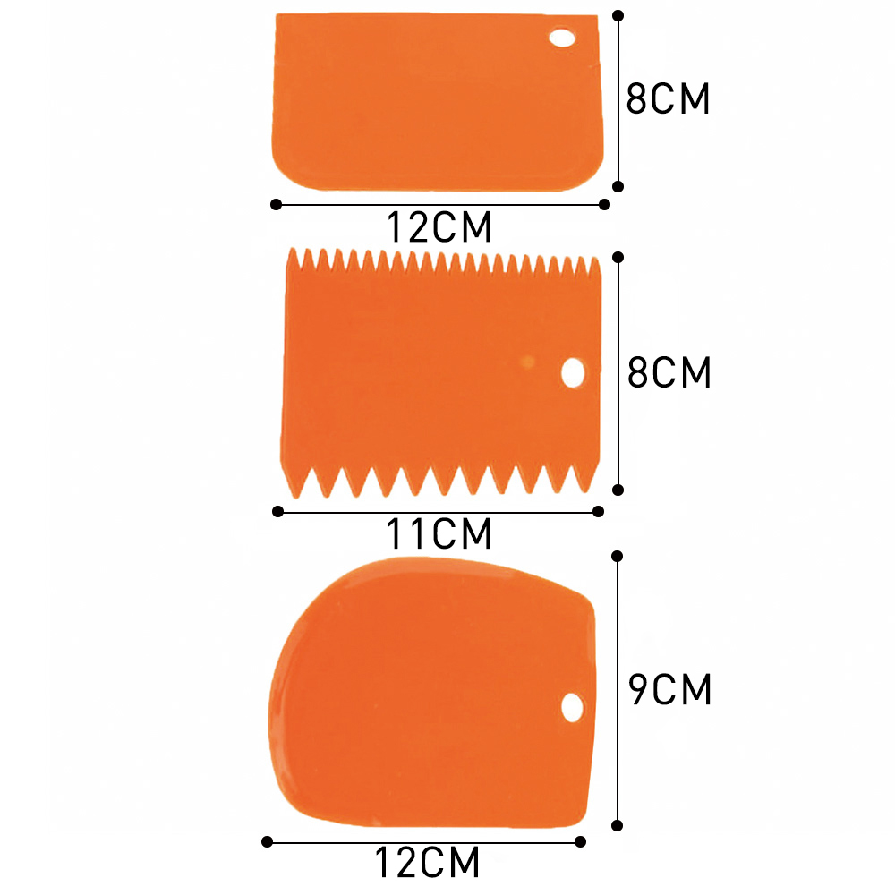 3 stks/set Plastic Deeg Mes Icing Fondant Schraper Jagged Edge Gewoon Glad Cake Paddle Cake Spatels Bakken Gebak Gereedschap
