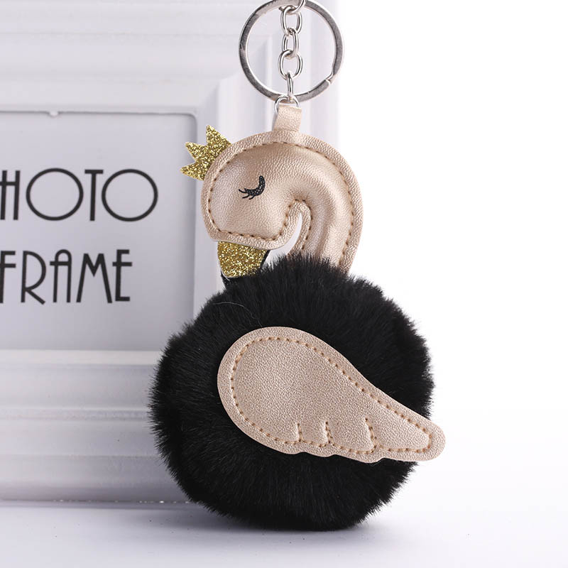 Leuke Roze Flamingo Sleutelhanger Vrouwen Konijnenbont Pompoms Zwaan Auto Sleutelhanger Houder Tas Charm Hanger Party Accessoires Cadeau: hkk013