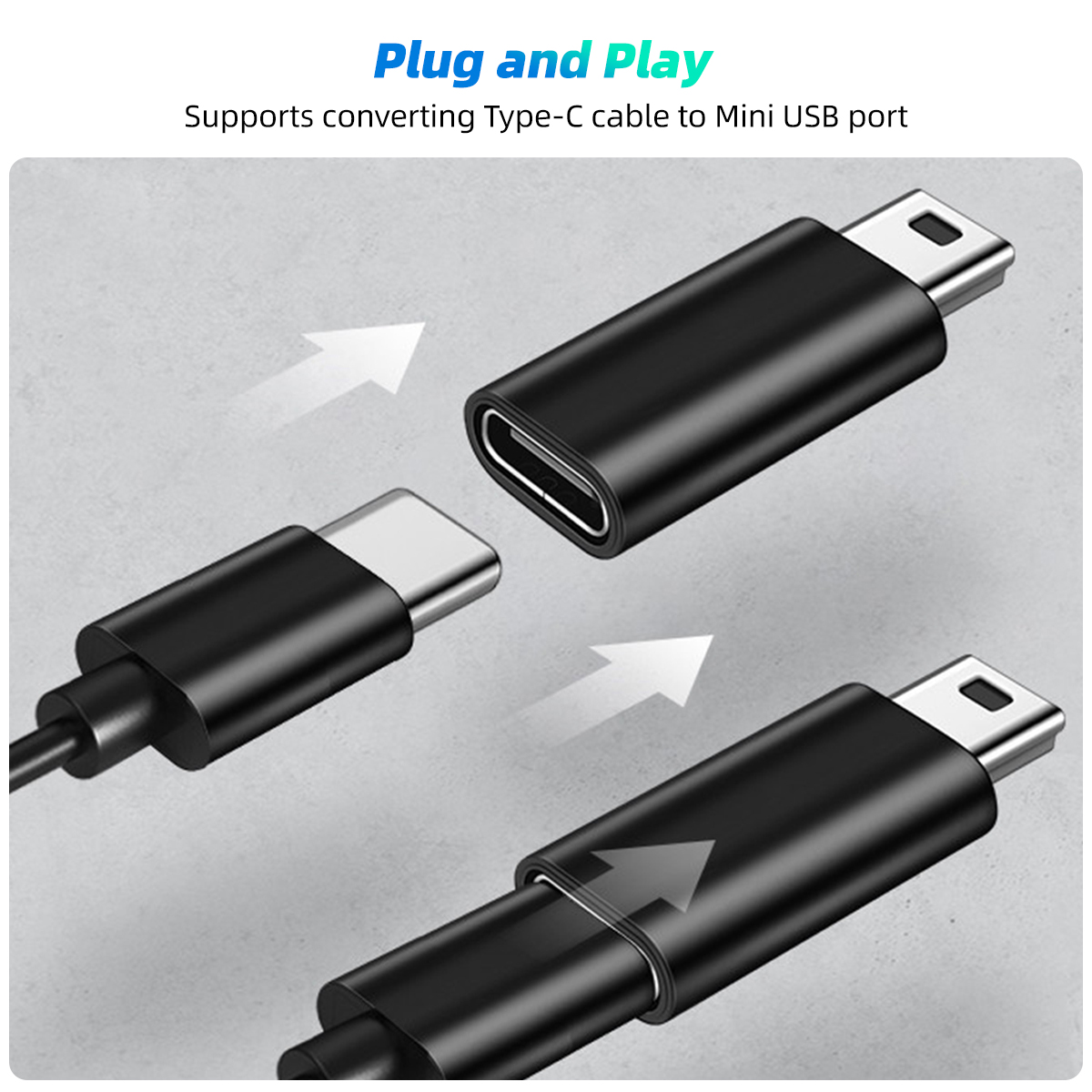 FONKEN Mini USB To Type C Adapter Male Micro USB To Female USB C Data Transfer Connector For MP3 Digital Gamera GPS Conventer