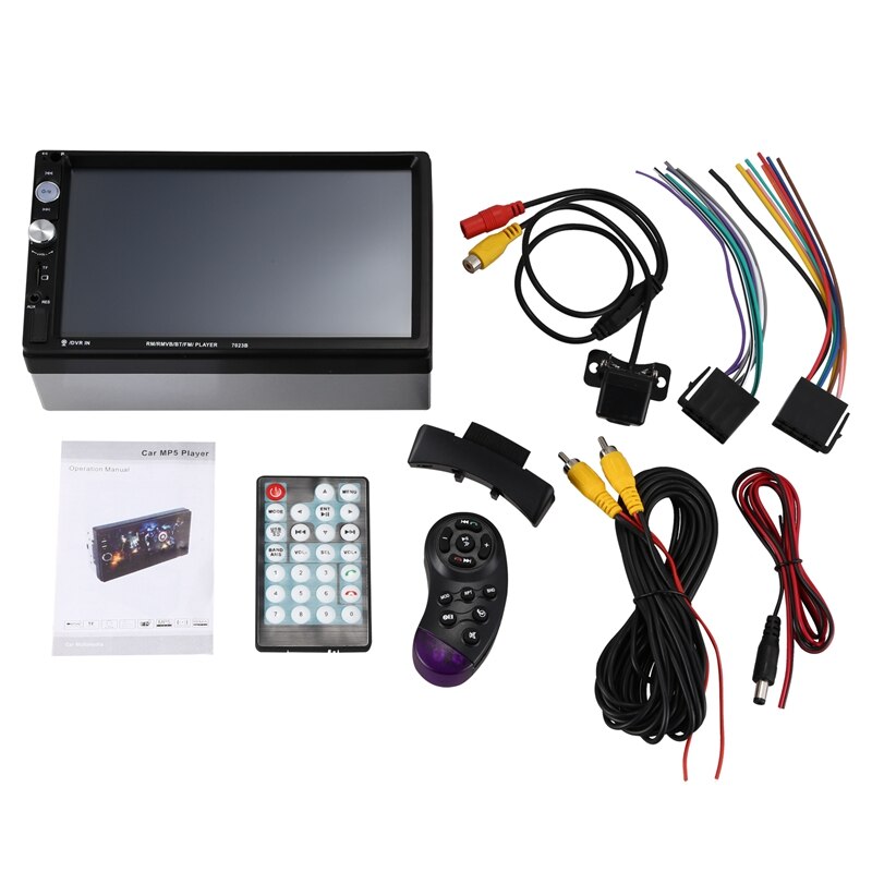 DC 12V Auto Radio 7023B Car Multimedia Player 2 Din 7inch HD Touch-Screen MP5 Player Stereo Support Rear View Camera Mirrorlink
