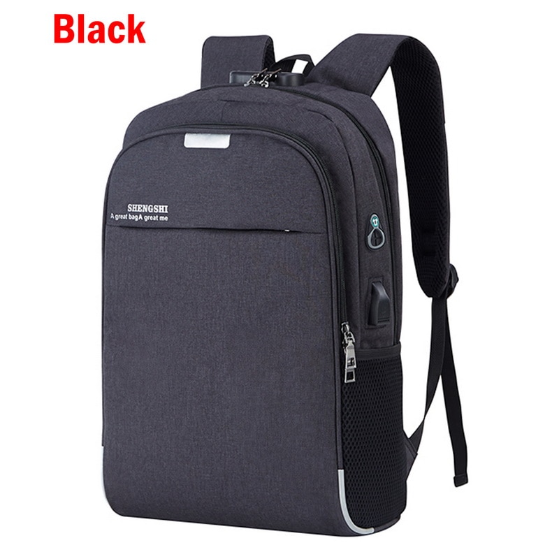 Litthing Laptop Rucksack USB Ladung 15,6 zoll Anti Diebstahl Frauen Männer Schule Taschen Für Teenager Mädchen Hochschule Reise Rucksack Männlich: Schwarz