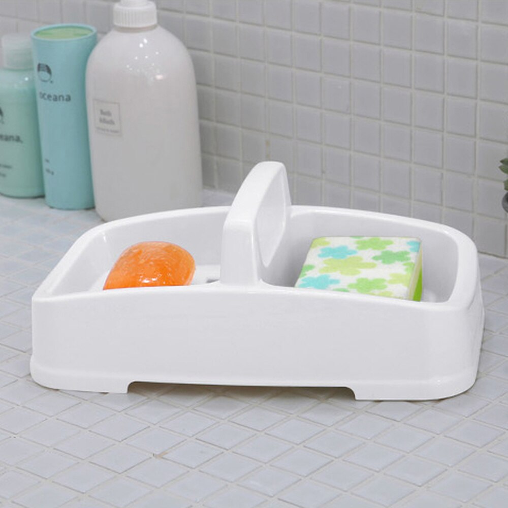 Imported portable soap box drain double grid soap holder large laundry soap soap box simple blue and white series LO1112341