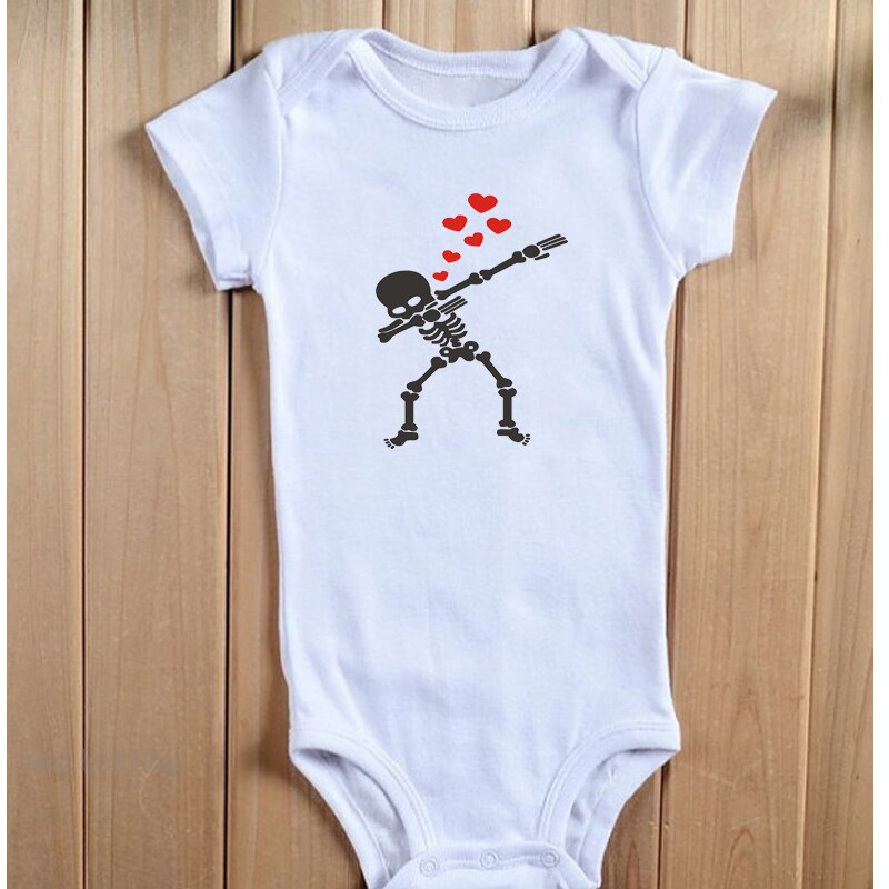 Dermspe Korte Mouwen Baby Peuter Romper Funny Skull Print Kids Peuter Romper Jongen Meisje Ronde Hals Kleding