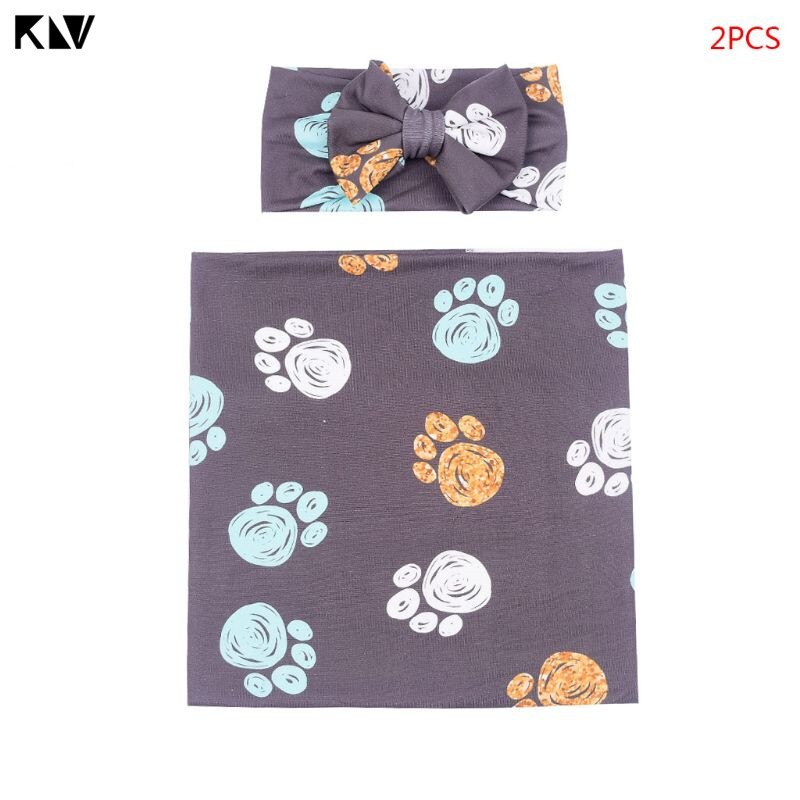 Ensemble de couverture et bandeau pour nouveau-né, lange en coton avec animaux de dessin animé,  r2jf pièces: 1
