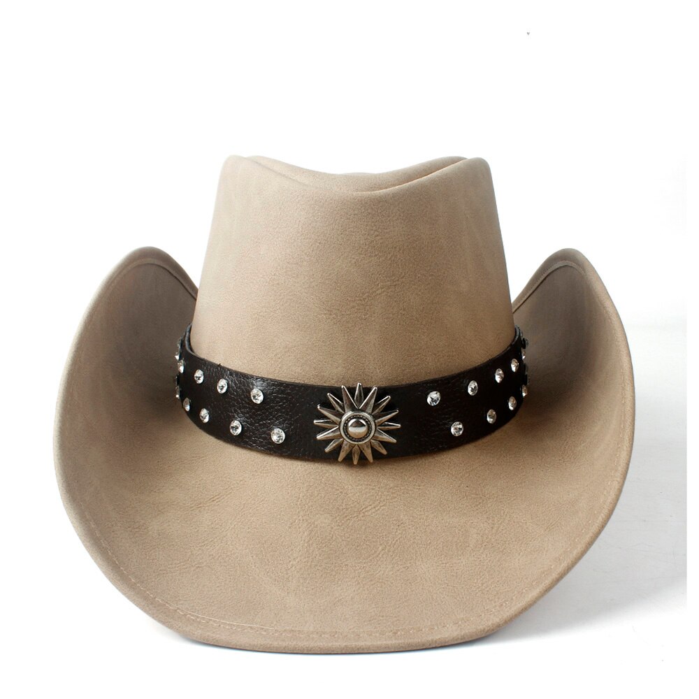 Cowboy Hut Wildleder Look - Western Hut Für Damen & Herren In Beige, Verstellbar Mit Breitem Rand