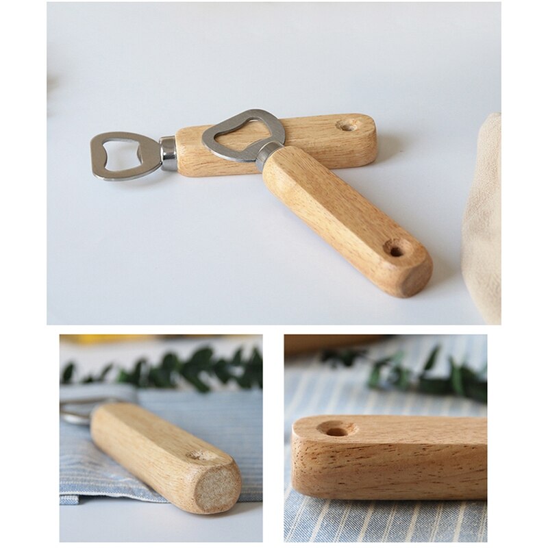 20 Stuks Houten Handvat Handheld Barman Flesopener Wijn Bier Soda Glas Cap Opener Kitchen Bar Gereedschap Creatieve Gat wedd