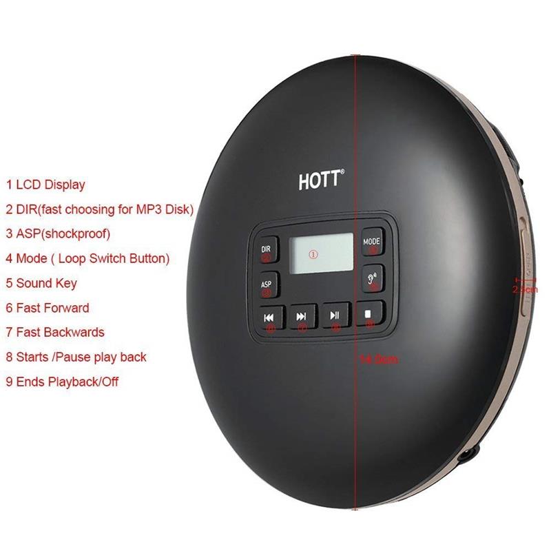Portable CD Player with LCD Display, Personal Compact Disc Player with Stereo Earbuds, Electronic Skip Protection Anti-Shock Fun