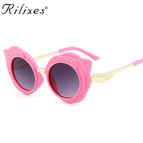 WANMEI. DS ronde mooie kids zonnebril meisjes mode goggle beschermende zonnebril kinderen Eyewear roze kleur: 75-2