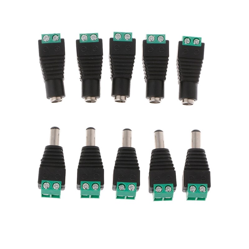 5 Pairs Man + Vrouw 2.1X5.5Mm Dc Power Jack Plug Connector Adapter Voor Cctv
