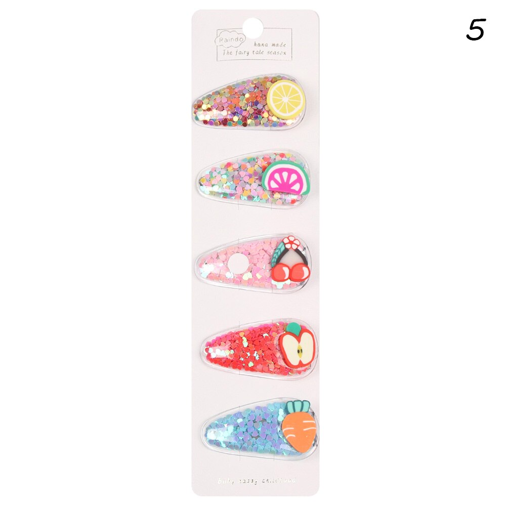 5 Pcs Baby Meisjes Mooie Fruit Sequin Haar Clips Prinses Glanzende Kleurrijke Haarspelden Haarspeldjes Leuke Zoete Hoofddeksels Haar Accessoires: 05