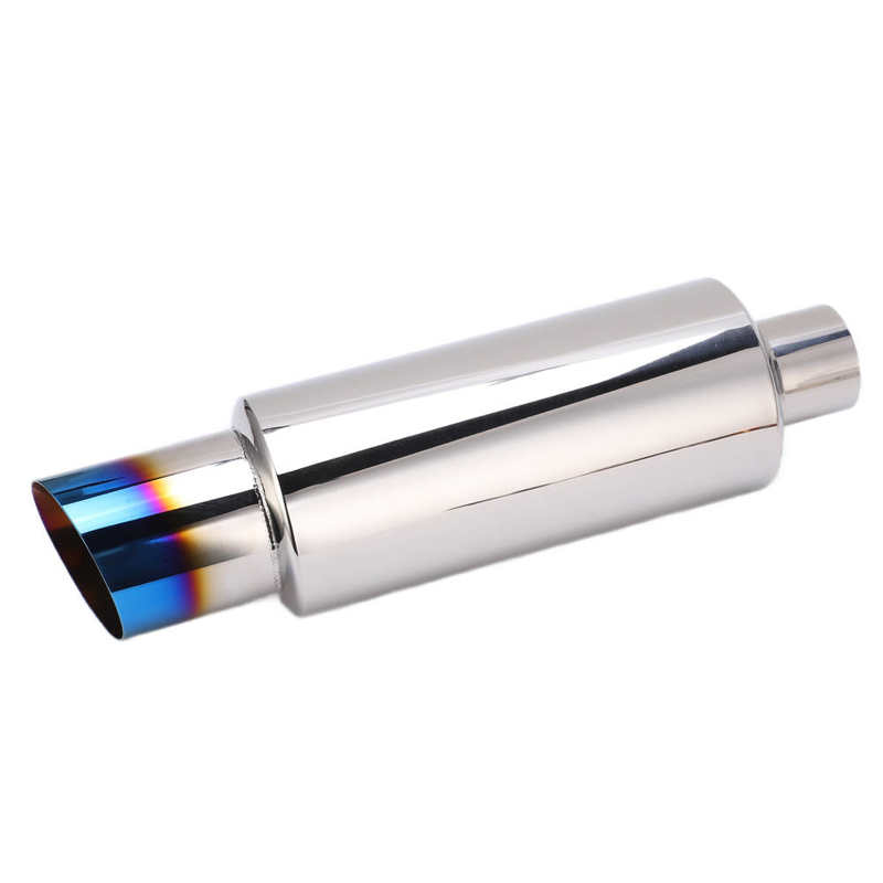 exhaust pipe connector exhaust Exhaust Muffler Blue 2in‑Inlet 3in‑Outlet Stainless Steel Silencer Cotton Universal