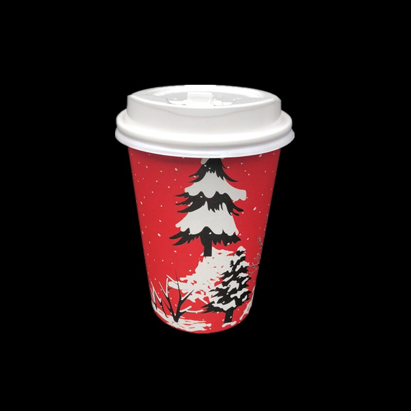50 stk julekop 14oz 400ml røde engangs kaffekop fest kold drikke papirkop med låg takeaway pakke: Kop og låg 1