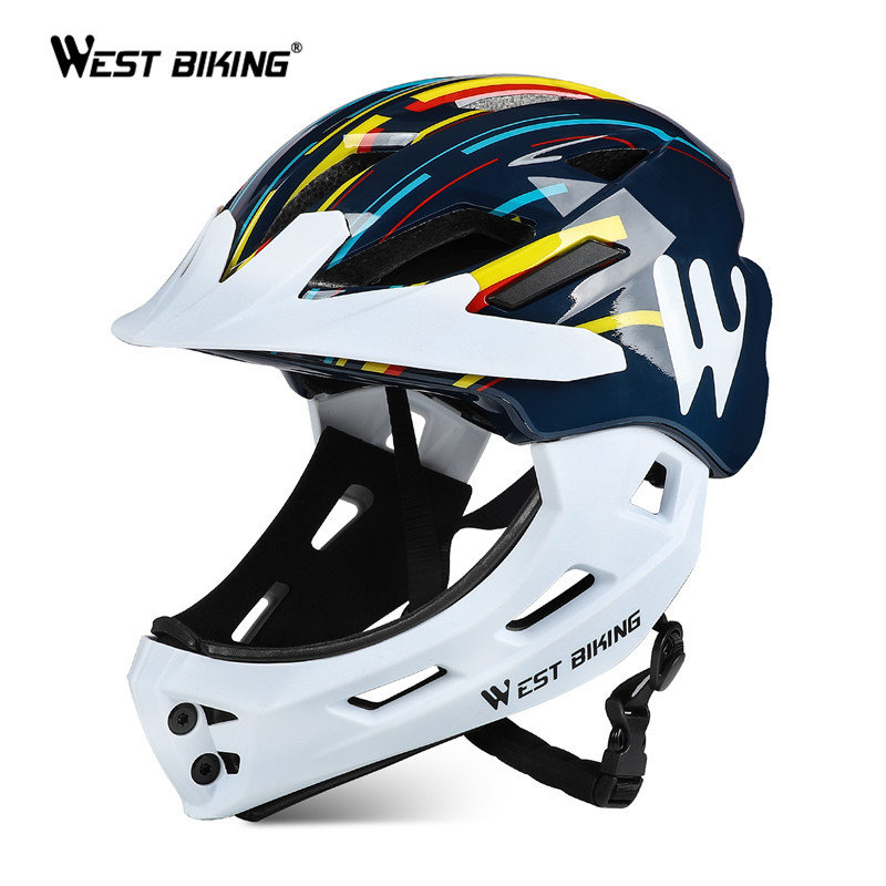 Casco WEST BIKING chico protección de cara completa montaña MTB Casco de bicicleta de carretera desmontable niños deportes casco de seguridad ciclismo
