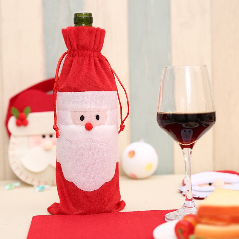 1pc julevinposer vinflaskedækspakningsposer til juledekorationer champagneholdere xmas bordindretning