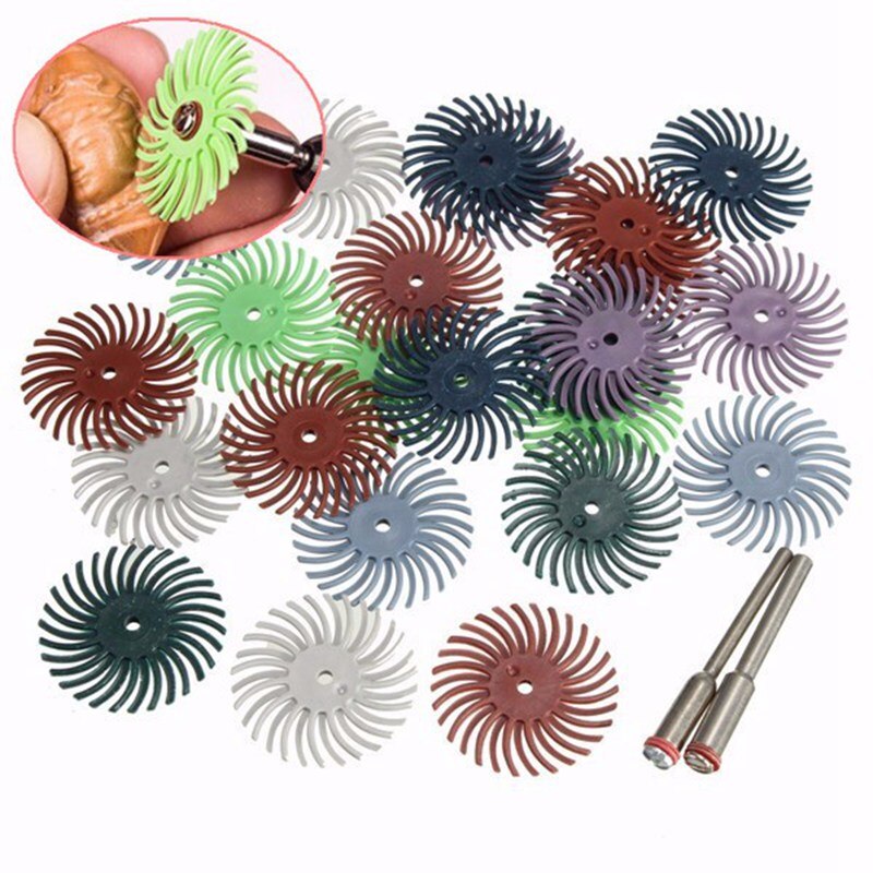 QUARKZMAN 30-teiliges Radialbürsten-Set 1 Zoll, Körnung 80 – Mit Spannzangen 1/8 Und 3/32 Zoll, Für Holz Und Metall