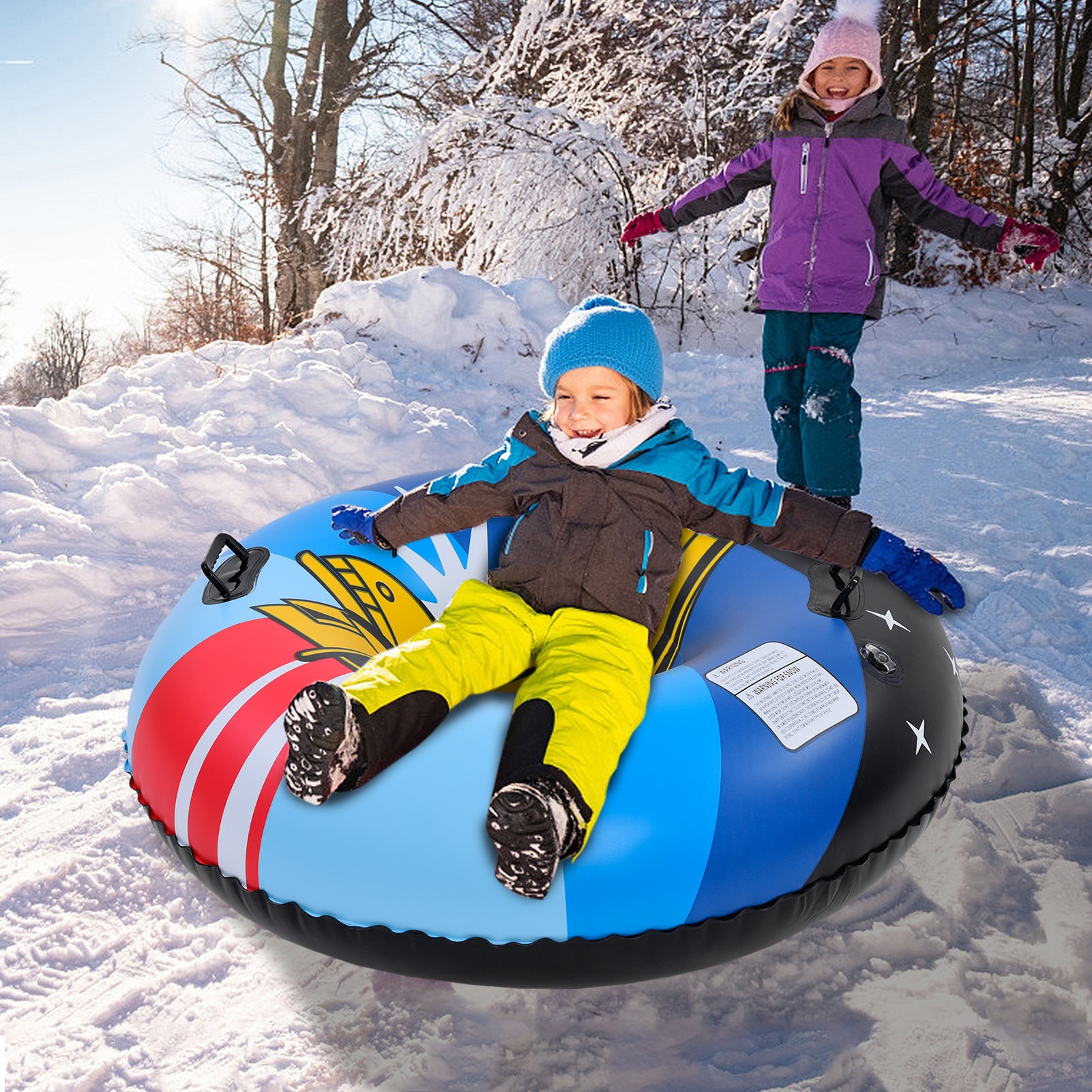 47 zoll Große Schneeschuhe Rohr Ski Kreis Mit Griff Verdicken Aufblasbare Schnee Schlitten Winter draussen Sport Skifahren Pad Schlitten Für freundlicher Erwachsene