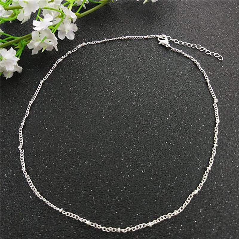 Pulsera tobillera sencilla de perla para mujer, joyería de pies para sandalias, cadena para pierna, pulsera para pie, tobillera para mujer, Halhal Enkelbandje: silver