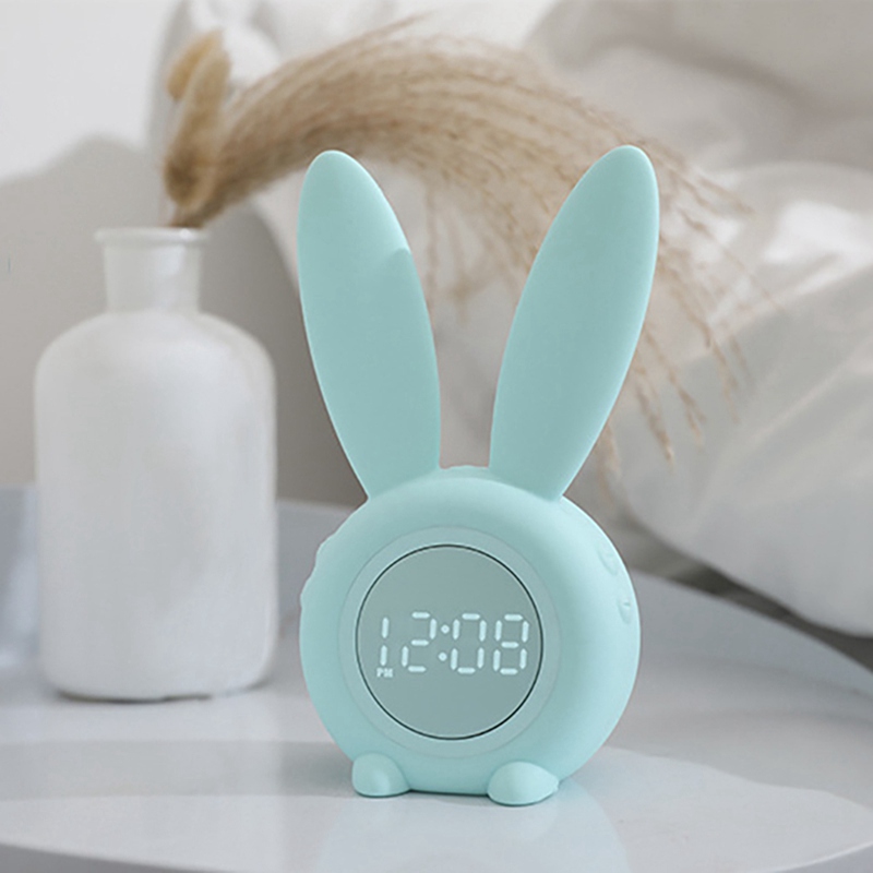 Horloge réveil pour enfants | Minuterie de sommeil avec thermomètre numérique, commande tactile et plongée de sommeil, horloge lapin d'entraînement pour enfants