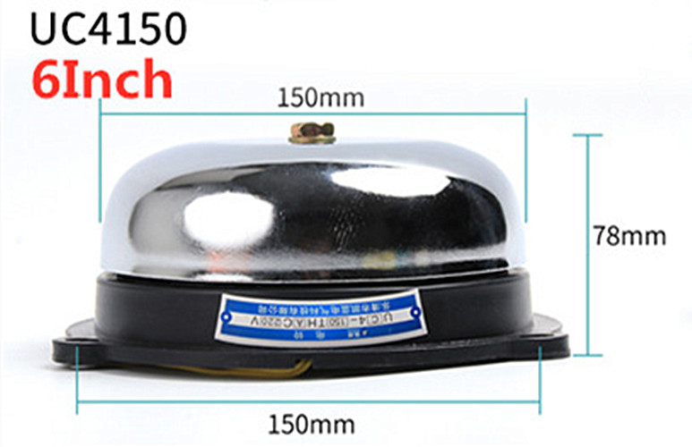 Tradition electric bell 2/3/4/6 inch AC220V High DB Alarm Bell Door bell School Factory BeLL: UC-150MM 6Inch