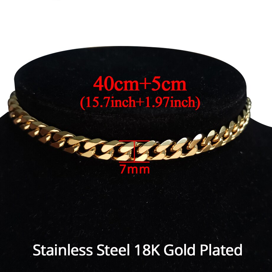 Gold Color Stainless Steel Choker Chain Necklace Punk Clavicle Short Neck Chain Pendant Necklace For Women Jewelry: XL1724N7G40