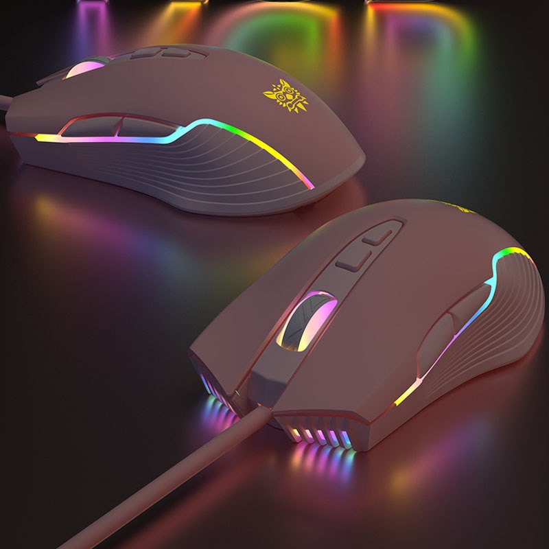 product Onikuma cw905 pink girl gaming mouse wired mechanical game dedicated RGB computer mouse 6-speed DPI