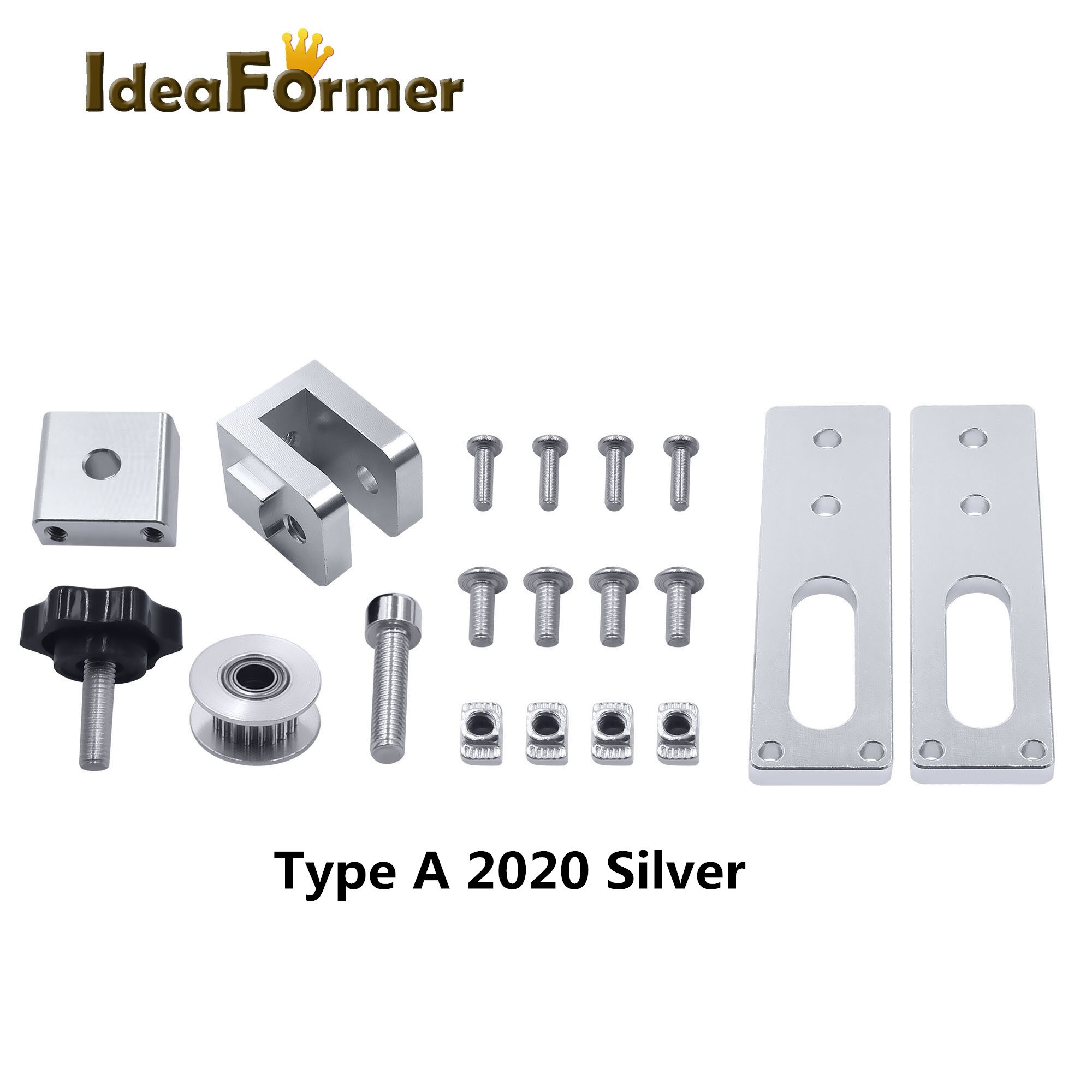 Upgrade Profiel X-As Synchrone Riem Stretch Rechtzetten Spanner Voor Ender-3 Creality CR-10 CR-10S 3D Printer Onderdelen.: Type A Silver