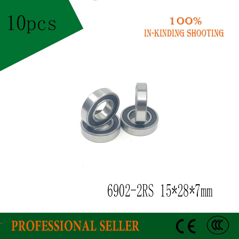 10PCS 6902-2RS 15x28x7MM Metric Thin Section Bearings 61902RS 6902 RS bike hub part