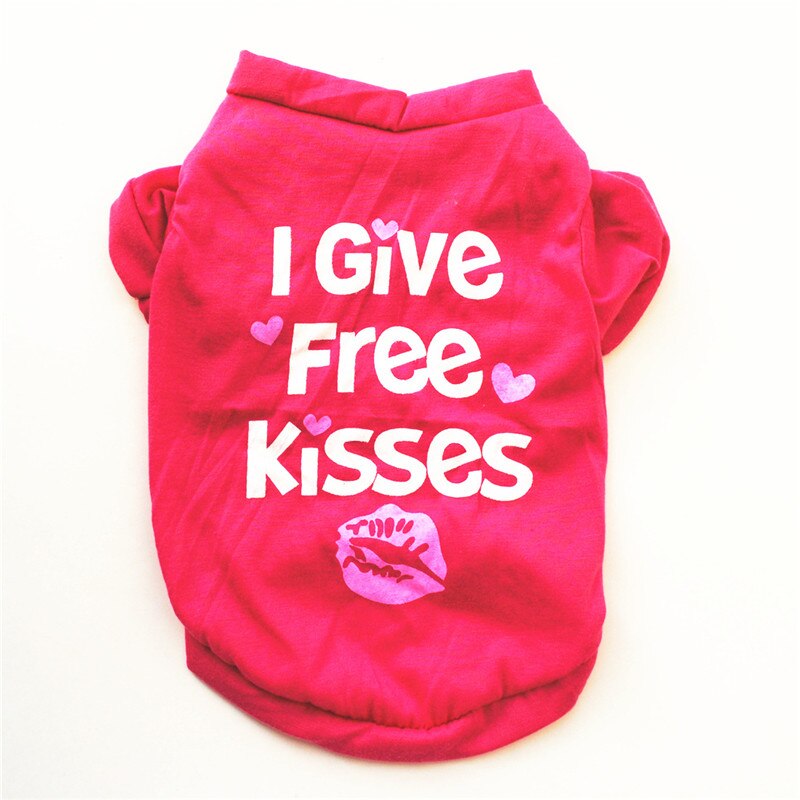 I Give Free Kisses Pattern Funny Dog Clothes for Labradors Summer Pet Clothes for Dogs Personality Puppy Clothes Pet Dog T Shirt: Red / XS