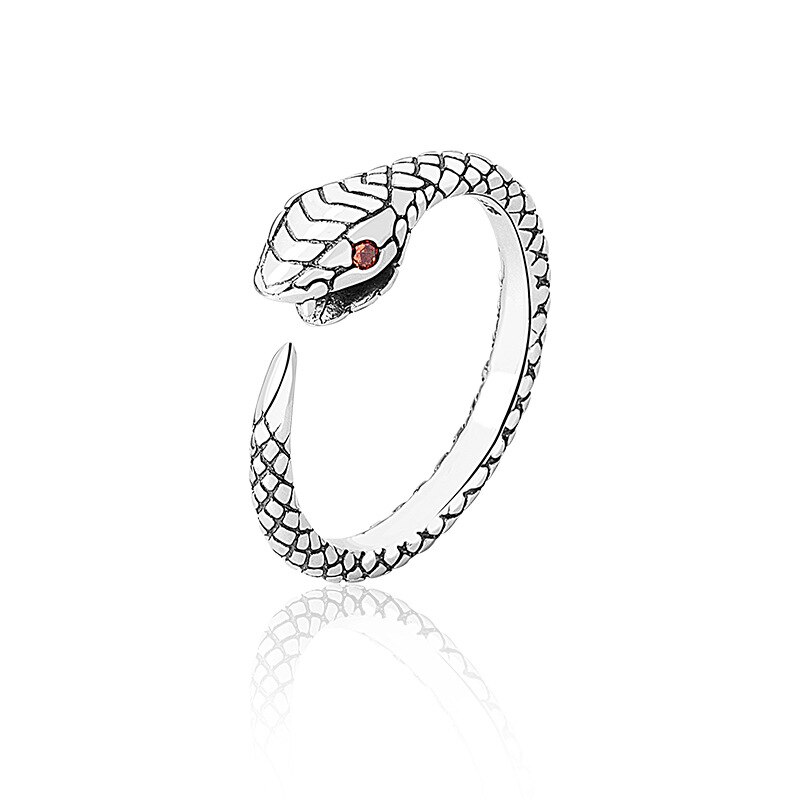 Plata de Ley 925 auténtica geométrica serpiente anillo ajustable minimalista joyería fina para las mujeres de