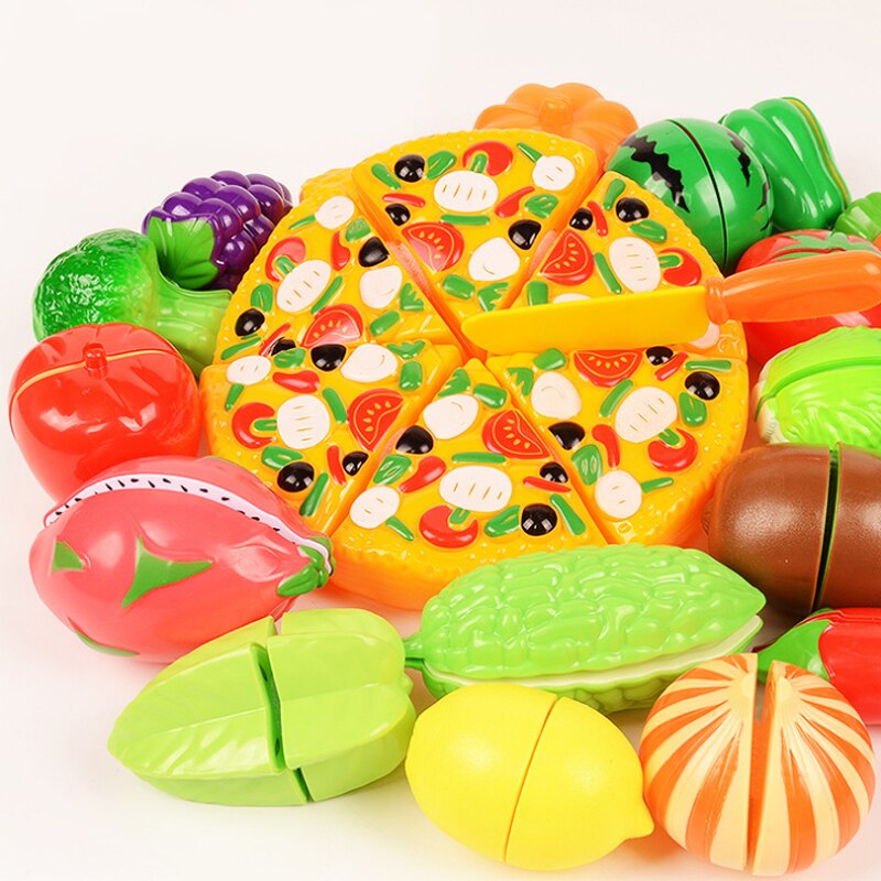 6/10/13/18pcs/20pcs/37pcs/set Housekeeping Toys education toys for baby color random surwish plastic fruit vegetables cut toys