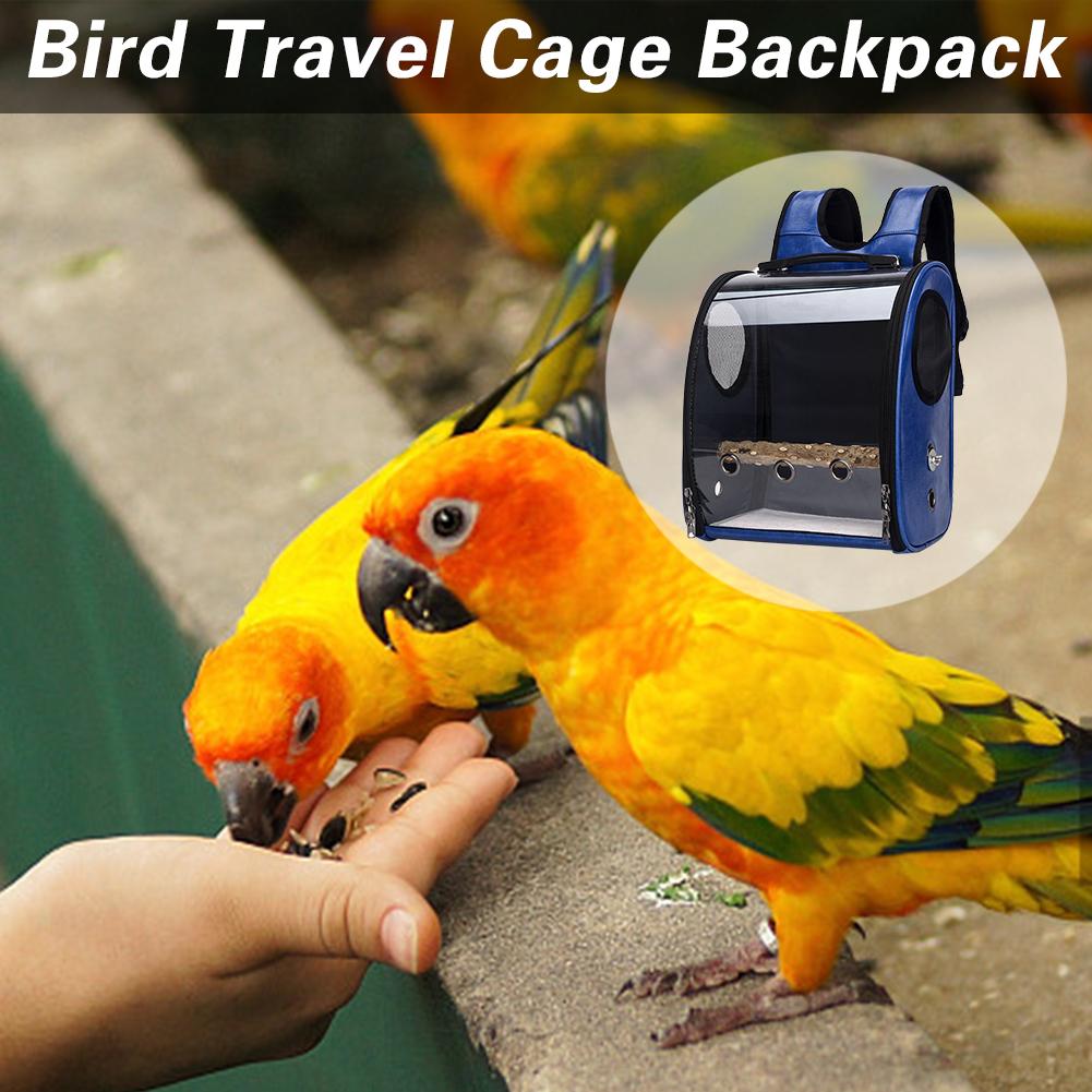 Mochila transparente de transporte de mascotas para mochila de pájaro loro de doble apertura jaula de pájaro con cremallera portador de aves con agujeros de ventilación