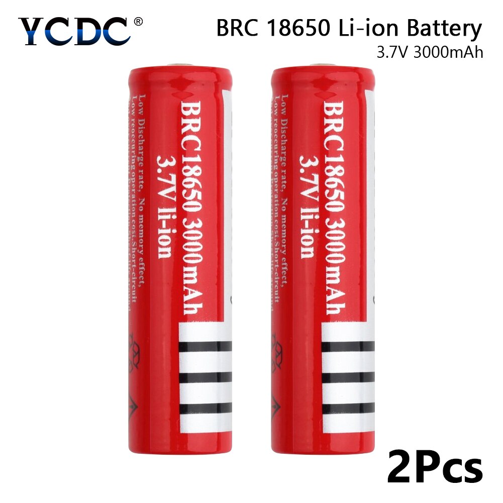 1/2/4/6/8pcs 18650 Lithium Battery 3.7 V Volt 3000mah BRC 18650 Rechargeable Battery Li-ion Lithium Battery For Power Bank Torch: 2 pieces