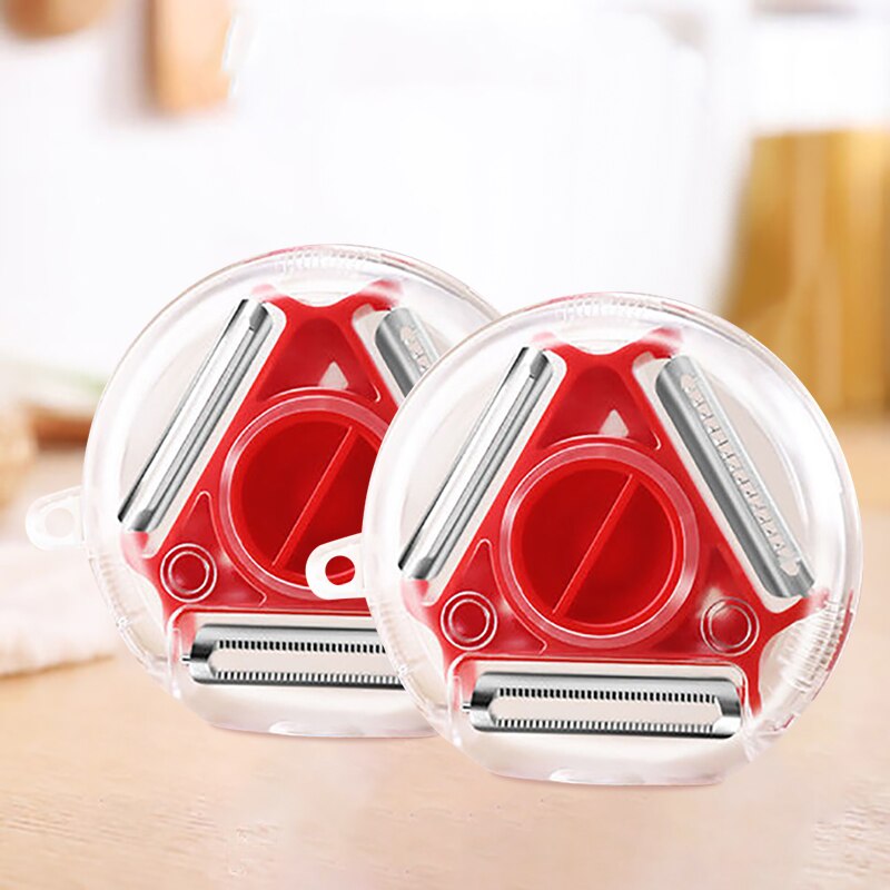 1-2pcs 3in1 Kitchen accessories Vegetable Peeler Potato peeler Carrot Grater Fruit cutter Tools Kitchen gadgets set convenience: red  2pcs