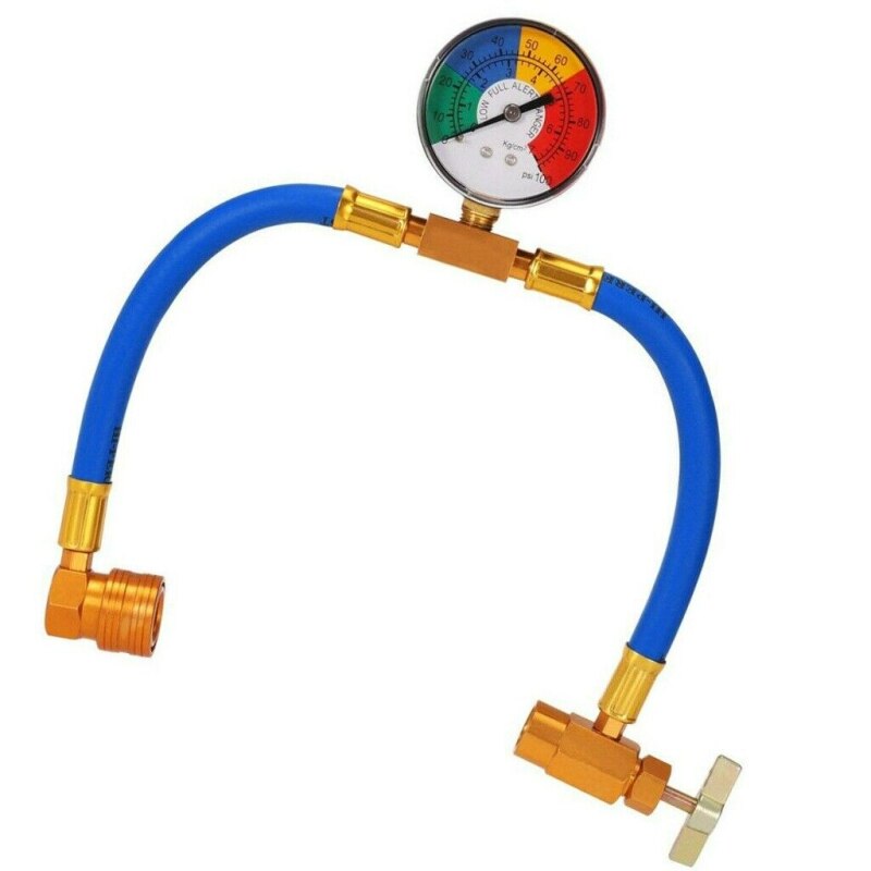 Refrigerant Charging Hose With Pressure Gauge R134a Air Conditioner Fluoride Tube Release Refrigerant Connector Pressure Gauge: 02