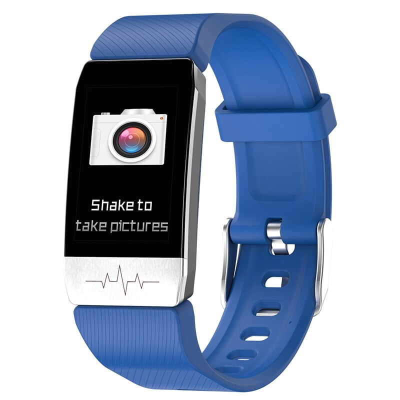 Bakeey T1 Thermometer Temperatuur Meting Ecg Gezondheid Monitor Smartband Run Route Track Muziek Helderheid Controle Smartwatch: Blauw