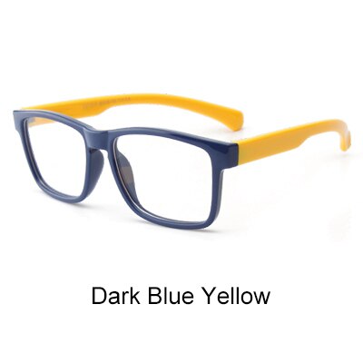 Ralferty børn brilleramme barn  tr90 fleksible firkantede rammer briller nærsynethed receptpligtige briller ramme pige dreng oculos  k8113: Mørkeblå gul