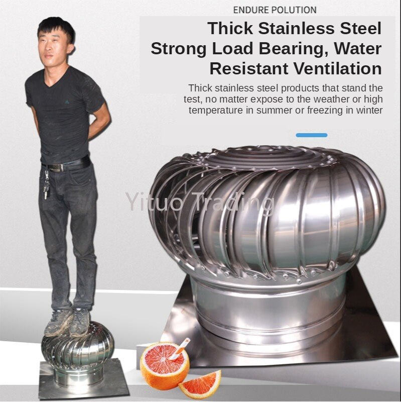 100-type Unpowered Hood Roof Ventilator Thickened Stainless Steel Exhaust Cap Factory Building Flue Rainproof Exhaust Vent