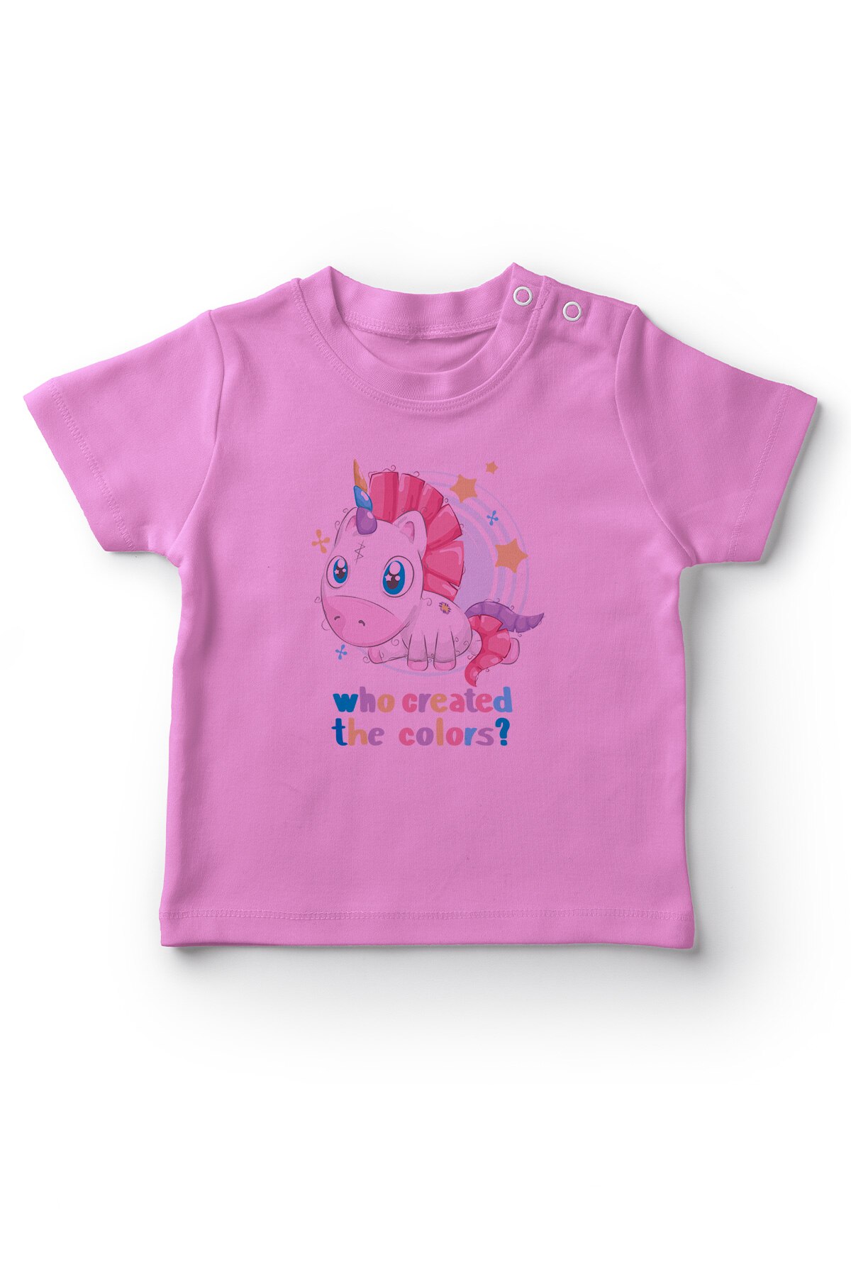 Angemiel Baby Colors Who Created Written Unicorn Girl Baby T-Shirt Pink