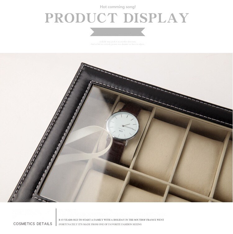 Lederen Horloge Organizer Met Glas heren Horloge Opbergdozen Houder Case Horloge En Sieraden Verpakking gevallen