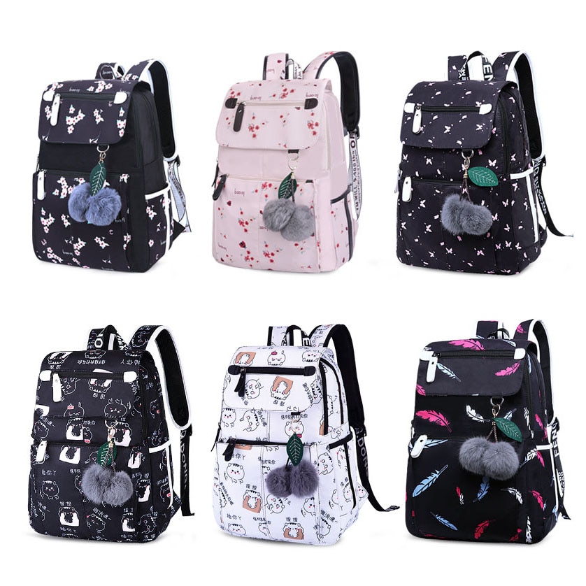 Mochila moderna con estampado de flores para mujer, bolso de hombro impermeable, Chica adolescente, escolar